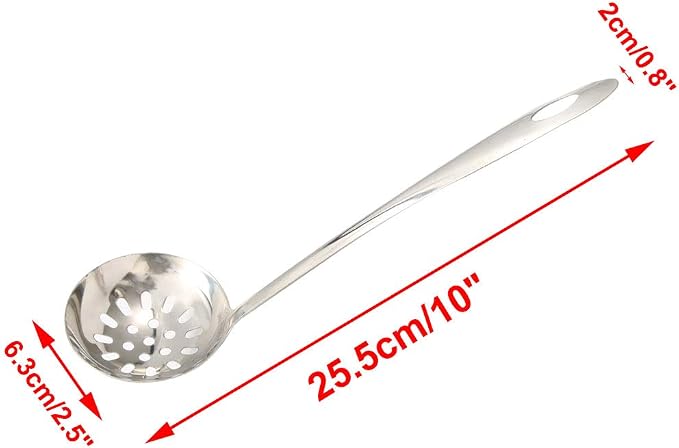 uxcell 10 Inch Kitchen Utensil Stainless Steel Mesh Strainer Slotted Ladle Spider Skimmer Colander Fry Cooking Spoon Dumpling Silver Tone 2pcs