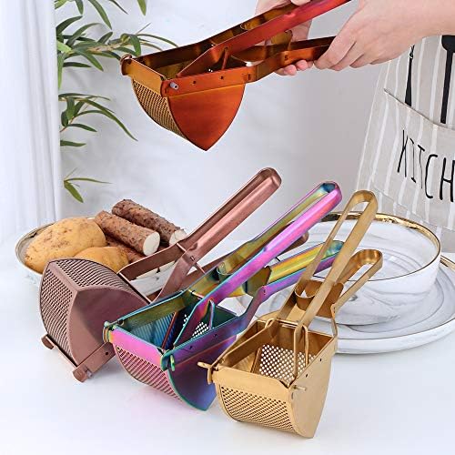 Potato Ricer Masher Stainless Steel Masher Food Strainer Press for Lemon Vegetables Fruit Pumpkin (Gold)