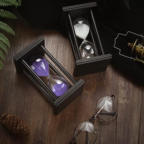 Hourglass Sand Timer,Black Wooden 30/45/60 Minute Sandglass Timer for Home,Desktop,Classroom Kitchen Restaurant Office Living Room Decor (60 Min, Purple Sand)