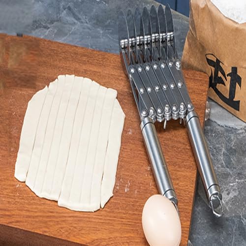 7 Wheel Pastry Cutter Tool,Adjustable Pasta Cutter wheel with Handle, Stainless Steel Multiple Pasta Roller Cutter tools, Baking Roller Pizza Cutter Slicer