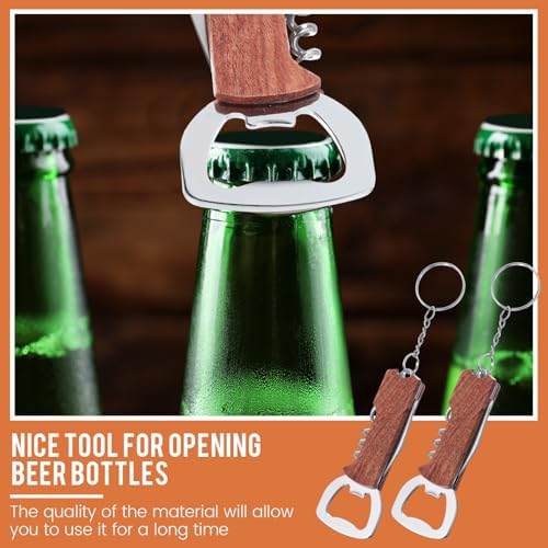 Ziliny 24 Pcs Wine Bottle Opener Keychains Bulk Corkscrew, Redwood Color