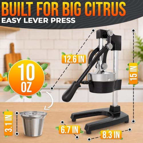 Cast Iron Juicer Hand Press, Heavy-Duty Squeezer (Black)