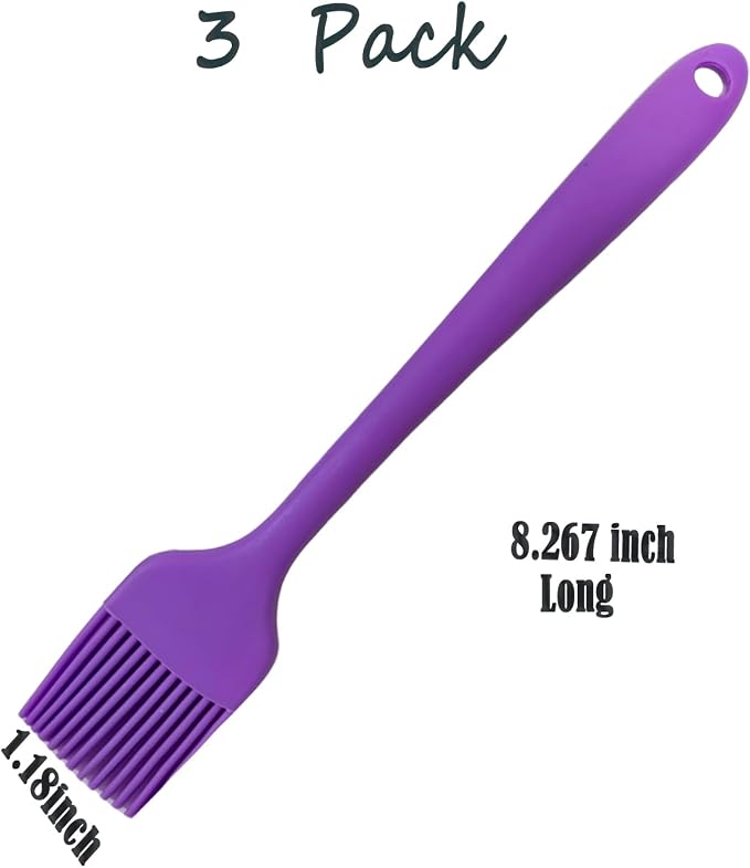 Purple Silicone Pastry Basting Brush - Food Grade BPA Free, Heat Resistant Up to 660°F/315°C, Dishwasher Safe Cooking Brush for Baking, BBQ, Grilling, Sauce,Butter,Cake & Bread