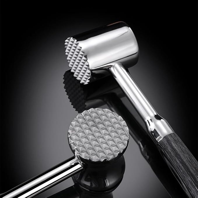 Stainless Steel Meat Mallet - Heavy Duty Meat Tenderizer Tool with Double-Sided Design & Ergonomic Handle, Dishwasher Safe for Kitchen, BBQ, Restaurant Use