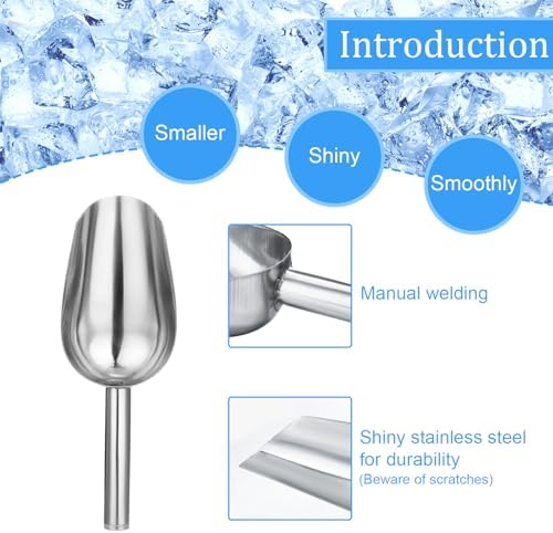 6 Pack 6 oz Stainless Steel Metal Ice Scoop for Candy Coffee Beans Popcorn