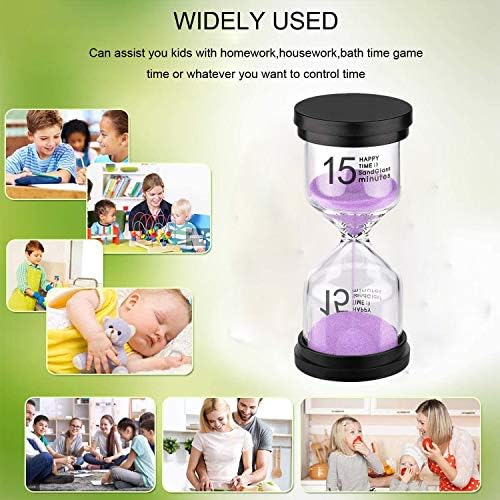 SuLiao Hourglass Sand Timer 15 Minute: Plastic Sand Clock, Purple Sand Watch 15 Min, Colorful Reloj De Arena 15 Minutos, Large Hour Glass Sandglass for Kids, Games, Home, Classroom, Kitchen, Decor