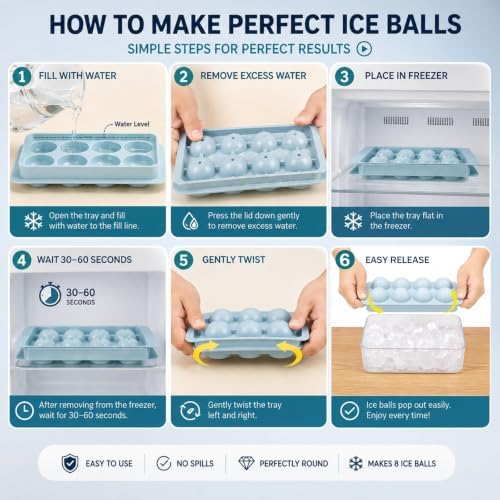 1.8in Large Ice Cube Molds - Big Round Plastic Ice Tray for Freezer