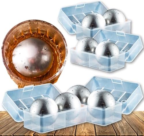 Whiskey Stone 8PCS, Reusable Metal Ice Cubes, XL Large Stainless Steel Whiskey Stone, Refreezable Ice Ball Set with Storage Case, Ice Rocks Wine Chiller Bulk Bar Tool Set