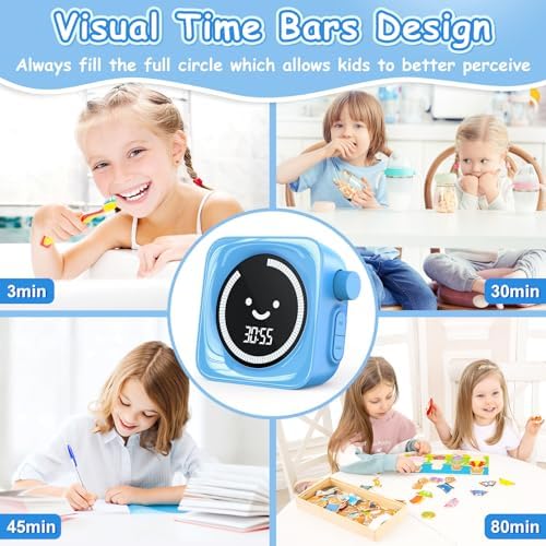 Visual Timers for Kids, 99 Minute Digital Cute Kids Visual Timer Classroom Timer for Homeschool Supplies Study Teaching Time Management Tool Countdown Productivity Timer, Blue, White Display