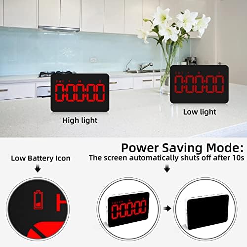 PERSUPER Digital Timer Kitchen Timer Count Down Up Rechargeable Kitchen Gadgets Vibration Mode Adjustable Volume and Brightness LED Display Time Management for Cook, Desk, Kids Adults Study Teaching