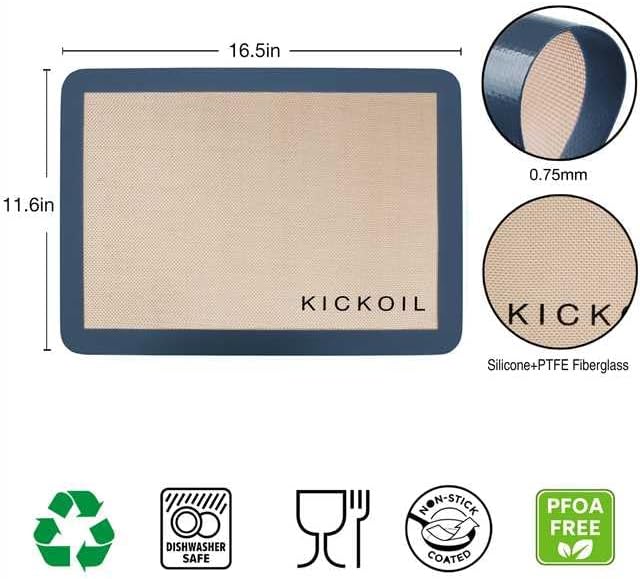 Silicone Baking Mat 2 Pack - Food Safe Non Stick Reusable Baking Sheets Pan Liner for Oven Half Sheet Like Reusable Parchment Paper - Silicone Induction Cooktop Protector Mats for Cookies