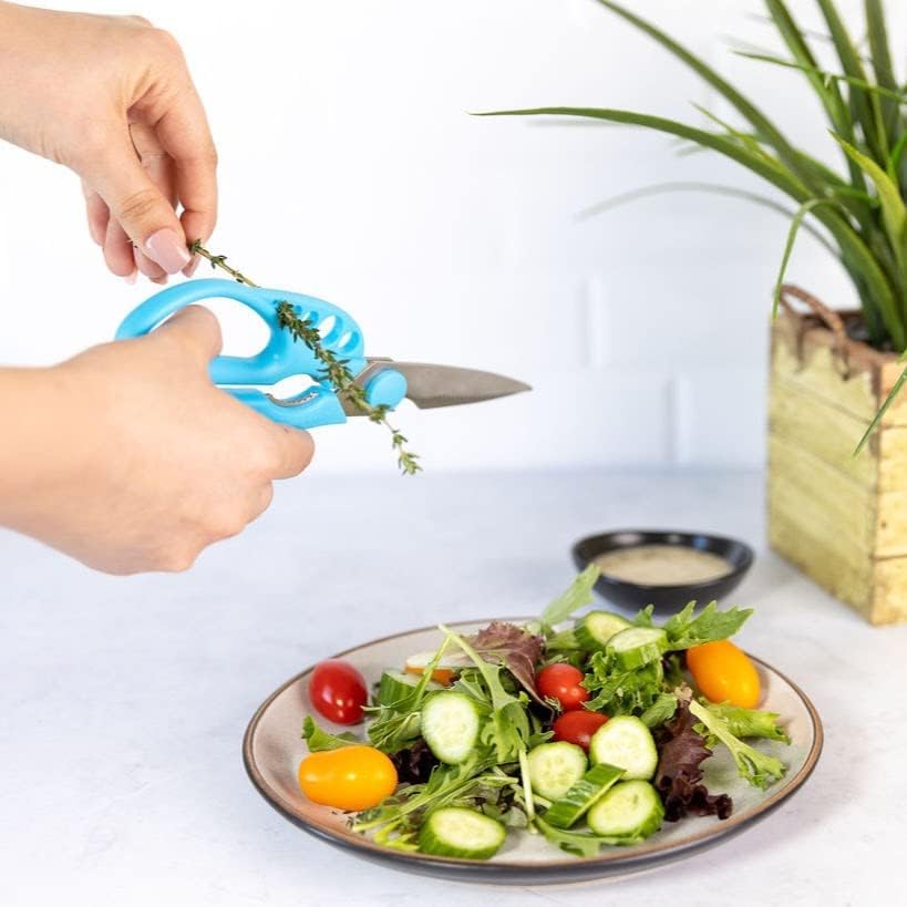 Strip-n-Snip™ - Herb Stripping Multi-use Scissors with Stainless Steel Blades (Blue)