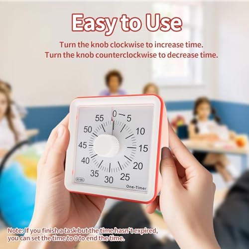 60 Minutes Countdown Visual Timer,Manage Time Well for Kids and Adults,Silent Travel Time Design for Education,Classroom,Home,Office (2*Red)