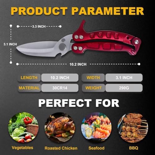 Kitchen Scissors, 2 Pack Kitchen Shears with Herb Scissors, Heavy Duty Stainless Steel Poultry Shears for Turkey, Chicken, Thanksgiving, Christmas Day
