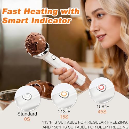 Heated Ice Cream Scoop, Fast Heating Electric Scooper, Rechargeable