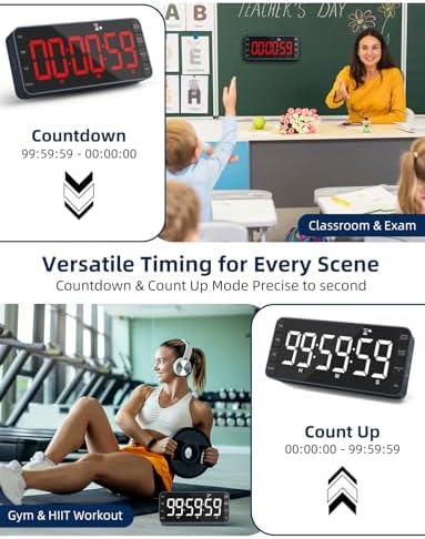 Large 7.8" Digital Timer with LED Display, Magnetic for Kitchen & Classroom