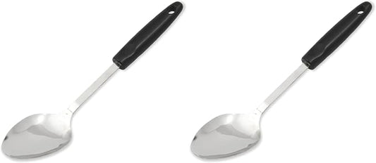 Chef Craft Select Basting Spoon, 12 inch, Stainless Steel/Black (Pack of 2)