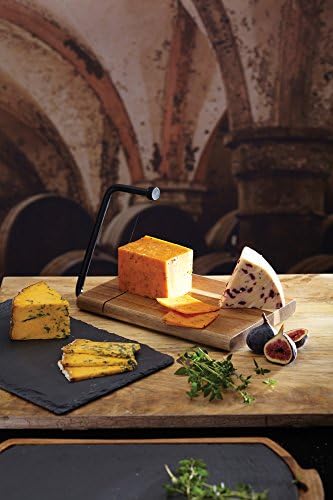 Artesà Acacia Wood Wire Cheese Slicer Board, 27 x 19 cm (10.5 x 7.5 Inch), Brown/Black
