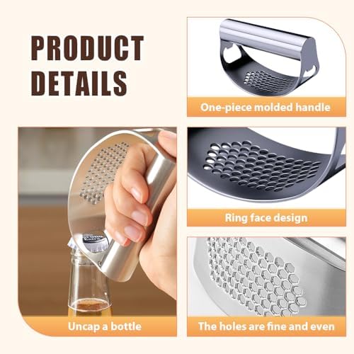 Garlic Press Rocker - Chopper - Smasher - Crusher - Mincer Tool, 2025 New Stainless Steel Garlic Press, Garlic Grater Tool, For Squeezes, Extracts, Crushes (1PC)