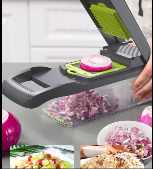 Pro Vegetable Chopper with 8 Blades:Mandoline Onion , Egg Separator Cutter,Food Slicer with Container for Kitchen