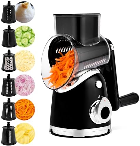 SUSTEAS Rotary Cheese Grater Hand Crank, Kitchen Shredder Vegetable Slicer