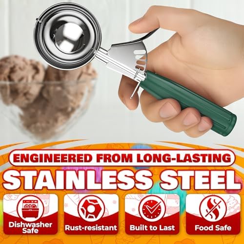 2.67 Oz Ice Cream Scoop with Trigger, #12 Stainless Cookie Scooper
