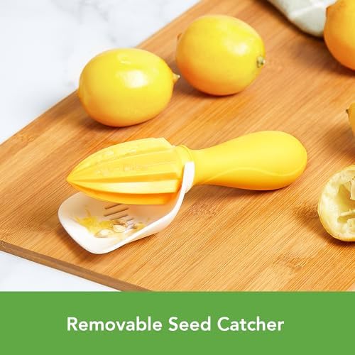 Tovolo Citrus Reamer Juicer with Seed Catcher Manual Fruit Juicer for Lemons Limes Oranges Tangerines Pomegranates, Dishwasher Safe BPA Free Plastic Handheld Fruit Juice Citrus Reamer Kitchen Tool