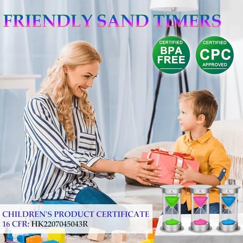SuLiao Hourglass Sand Timer 25 Minutes：Silver Plastic Sand Clock 25 Min,Acrylic Unbreakable Sand Watch,Colorful Hour Glass for Kids, Games, Classroom, Kitchen, Decorative