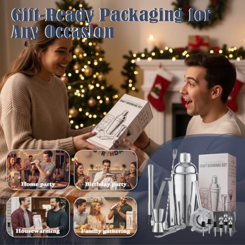 Cocktail Shaker Set,13Piece Bartender Kit,Bar Tool Set,Bar Cart Accessories