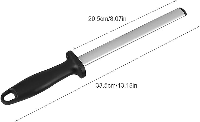 Professional Extra Fine Oval Knife Sharpener - 8 Inch Coated Honing Steel for Chefs - Honing Butcher Knives