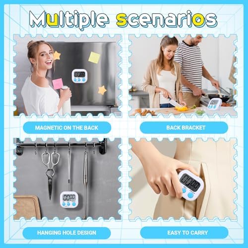 Mwellewm Digital Timers for Classroom Kids Kitchen Timers for Cooking 12 Pc