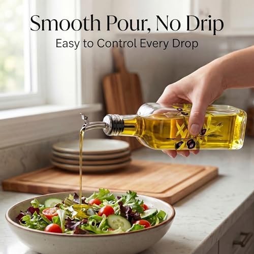 Topadorn 17oz Glass Olive Oil Dispenser Bottle, 2 Pack Oil Bottles