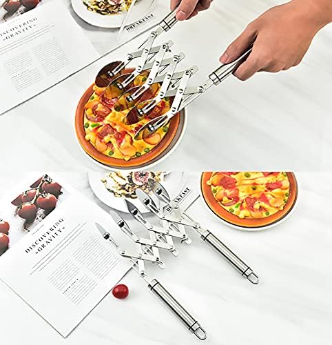 5 Wheel Pastry Cutter with Handle, Stainless Steel Adjustable Pizza Slicer Multi-Round Dough Cutter Roller, Fondant Ribbon Cutter, Pasta Maker, Noodle Cutter, Ravioli Cutter Wheel