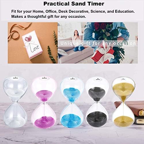 SuLiao Sand Timer 5 Minute Hourglass: 5.1 Inch Gold Sand Clock, Large Sand Watch 5 Min, Hour Glass Sandglass for Kids, Games, Classroom, Home, Desk, Office Decorative