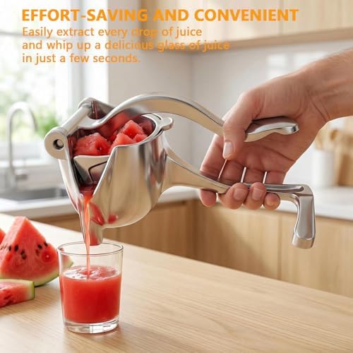 Manual Juicer and Lemon Squeezer, Heavy Duty 0.6L Aluminum Citrus Juicer - Orange Press, Easy Clean Handheld Juice Extractor for Grapefruit, Pomegranate