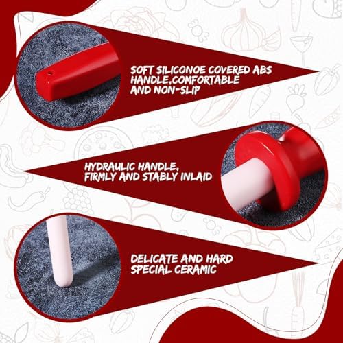 Ceramic Honing Rod for Knives, 11 Inch Knife Sharpener, Red