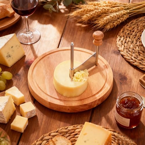 Wooden Cheese Curler Wheel, Cheese Shaver Cutter for Tete de Moine