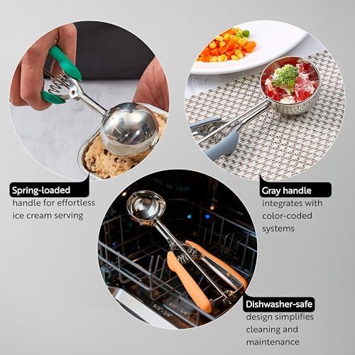 Restaurantware Ice Cream Scoop 1 Case 4 oz Stainless Steel Portioner Commercial Kitchen Tool Comfortable Grip Dishwasher-Safe Spring-Loaded Handle