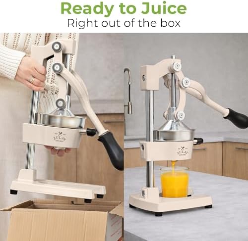 Zulay Kitchen Cast Iron Juicer - Heavy Duty Orange Juicer with Detachable Strainers for Easy Cleaning, Citrus Press for Citrus Fruits, Perfect for Bartenders, Juice Lovers & Health Enthusiasts