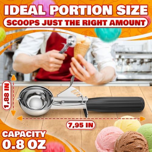 0.8 Oz Ice Cream Scoop with Trigger #40, Stainless Steel Portion Scoop