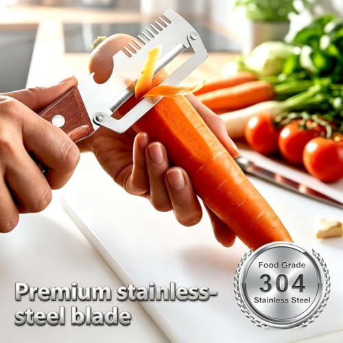 2026 Upgrade 3-in-1 Multifunctional Vegetable Peeler Set, Scallion Shredder and Bottle Opener Fruit and Vegetables(2Pcs)