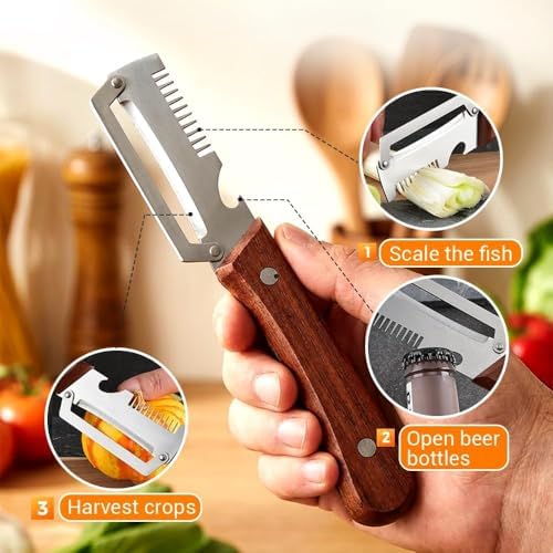 Multifunctional Vegetable Peeler, 2026 New Kitchen Multi-function Stainless Steel Thickened Fruit Peeler Knife, 3-1, For Peeling Fruits and Shredding Scallions (3 pcs)
