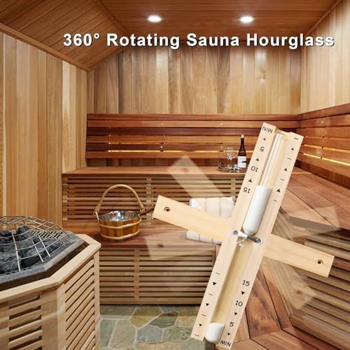 Sauna Sand Timer 15 Minute, Heat Resistant Wood Hourglass Sand Clock White