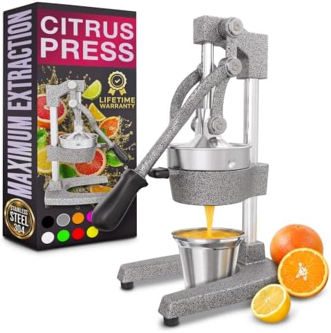 Cast Iron Juicer Hand Press, Heavy-Duty Squeezer (Silver)