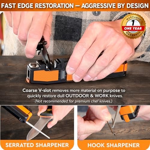 Orange Ninja Pocket Field Knife Sharpener – Portable 6-in-1 Sharpening Kit