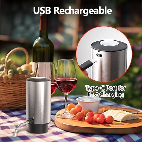 Electric Wine Decanter, Rechargeable Automatic Wine Aerator Wine Dispenser