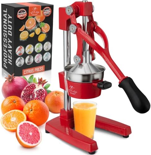 Zulay Kitchen Cast Iron Juicer - Heavy Duty Orange Juicer with Detachable Strainers for Easy Cleaning, Citrus Press for Citrus Fruits, Perfect for Bartenders, Juice Lovers & Health Enthusiasts