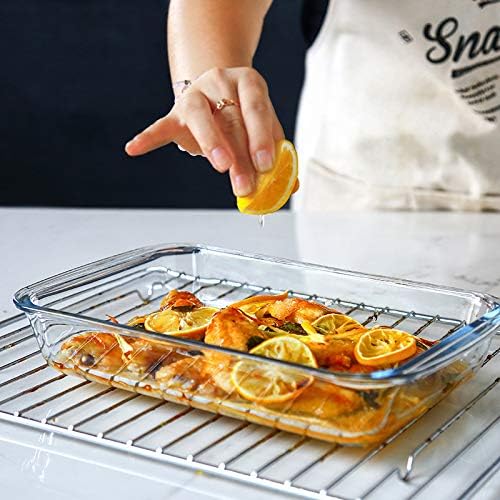 M MCIRCO 8 Piece Deep Glass Baking Dish with Lids, BPA free, Red | Rectangular Glass Bakeware Set, Baking Pans for Lasagna, Casserole Dishes, Microwave, Oven, Freezer, Dishwasher