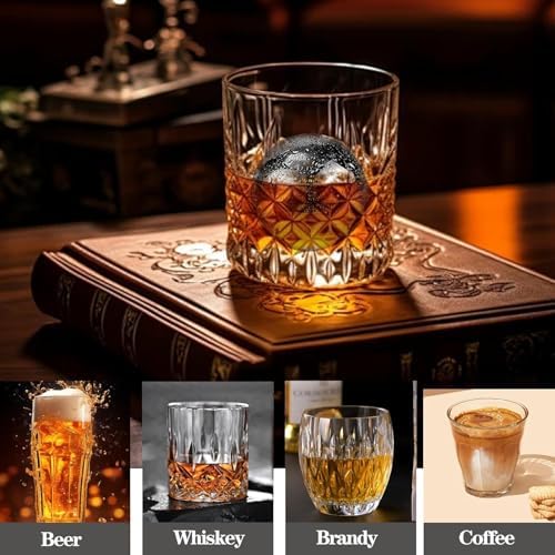 Reusable Ice Cubes & Metal Chilling Stones 304 Stainless Steel Whiskey Balls XL Extra Large Whiskey Ice Stones Set of 4 Silver Ball 2.2" (55 mm) Whiskey Gifts