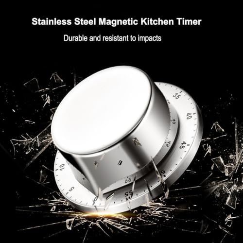 Mechanical Kitchen Timer Countdown Magnetic Stainless Steel for Egg Cooking